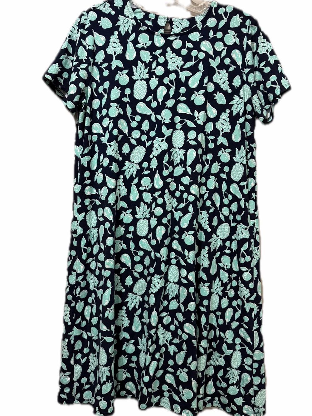J. Jill Small Fruit Floral Short Sleeve Shirt Dress Stretchy Knee Length B11
